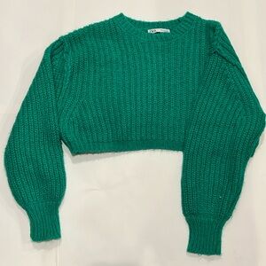 Zara Green Crop-top Sweater